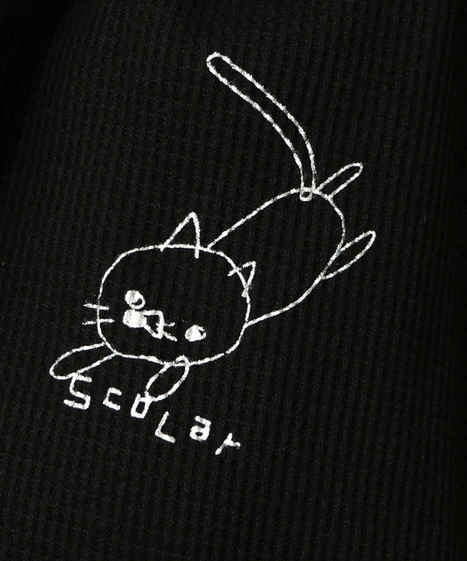 153615：にゃんこスカラー 袖配色パーカーの通販-ScoLar