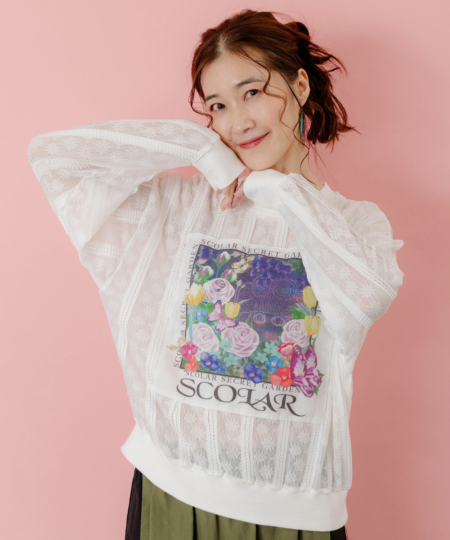 153615：にゃんこスカラー 袖配色パーカーの通販-ScoLar