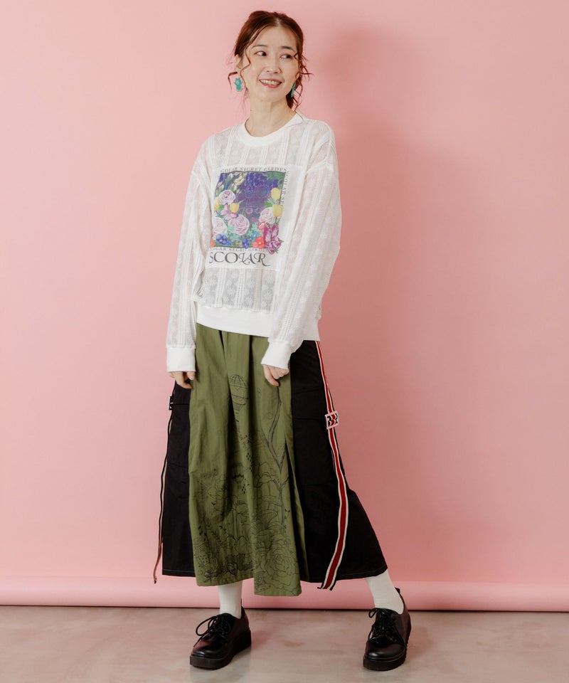 花アップリケレースプルオーバー-2