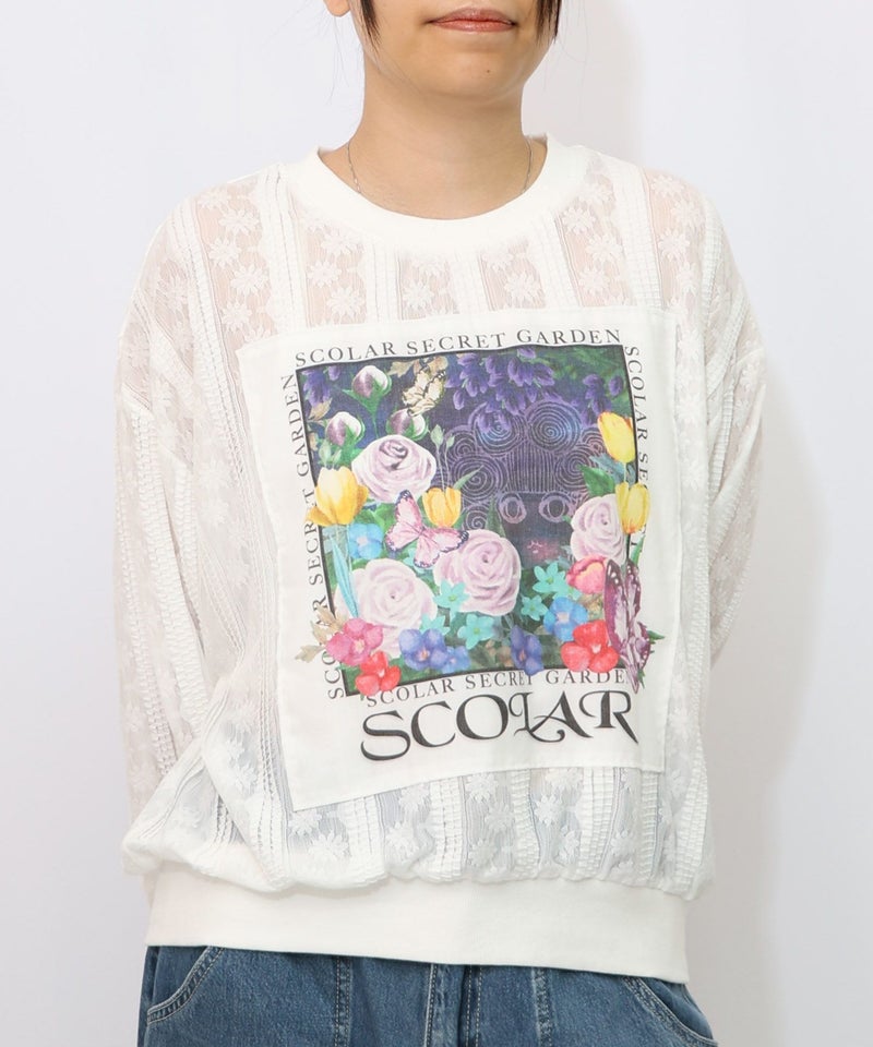 花アップリケレースプルオーバー-6