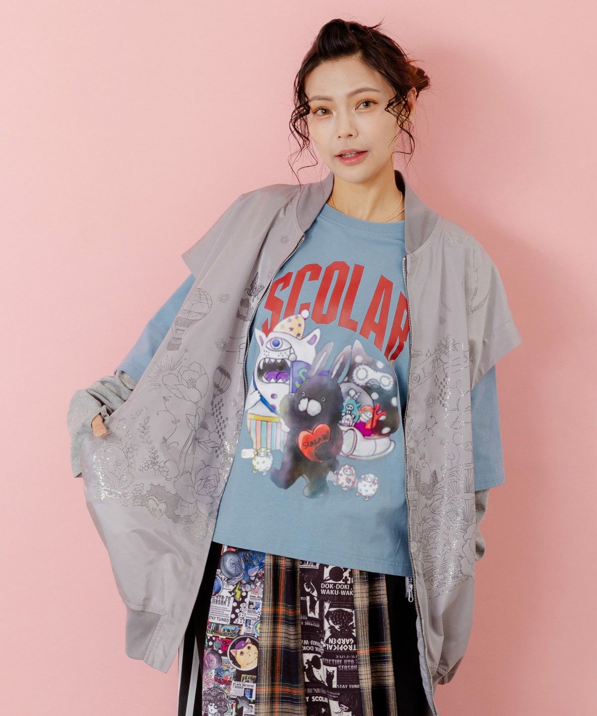 メルヘン柄ラメプリントベスト-1