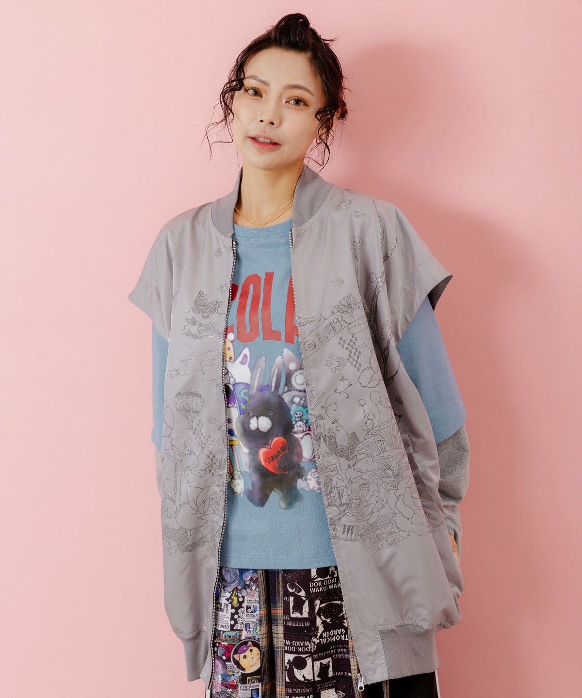 メルヘン柄ラメプリントベスト-3