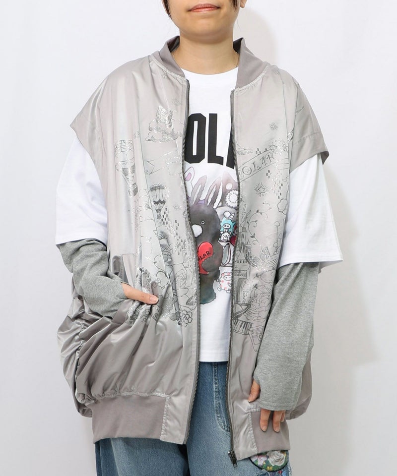 メルヘン柄ラメプリントベスト-9