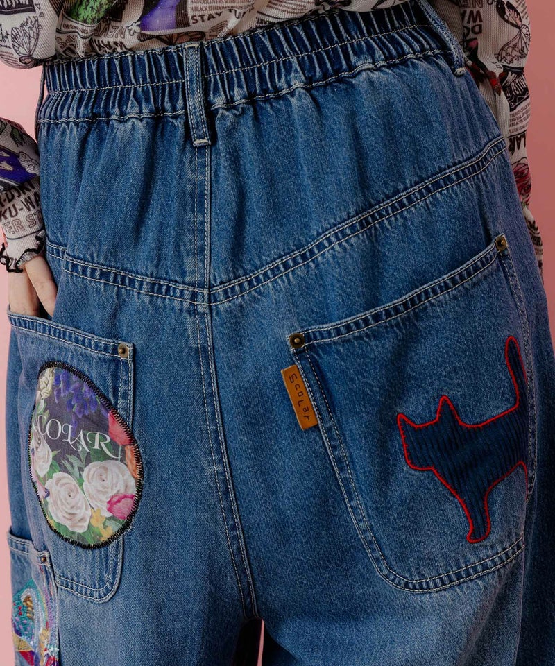 刺繍デニムアップリケ プレミアムパンツ-6