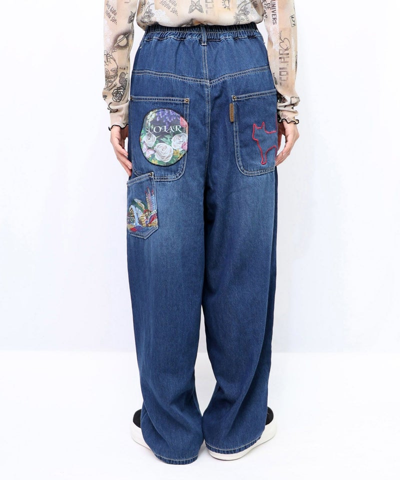 刺繍デニムアップリケ プレミアムパンツ-15