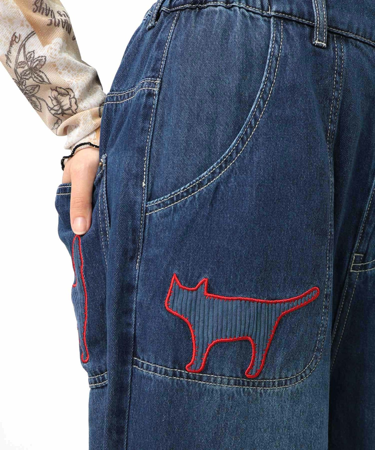 刺繍デニムアップリケ プレミアムパンツ-19