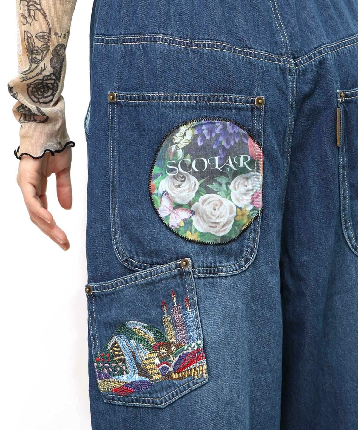 刺繍デニムアップリケ プレミアムパンツ-20