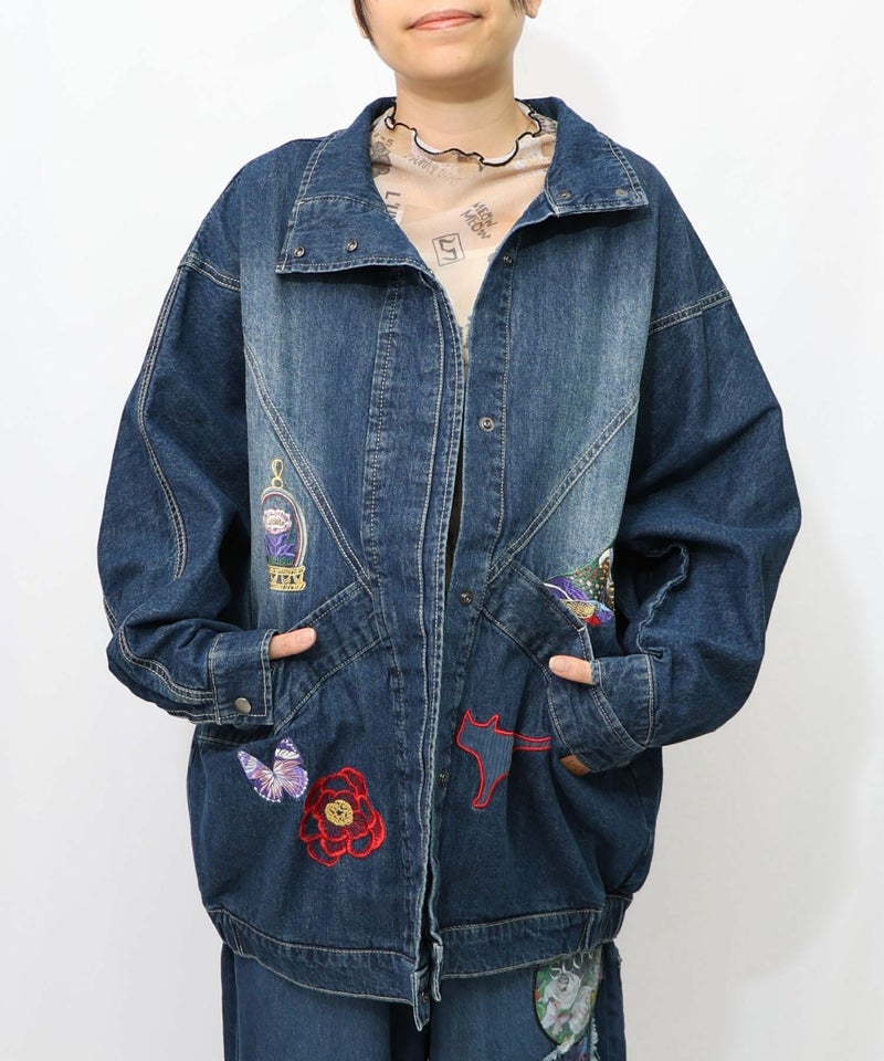 刺繍デニムアップリケ プレミアムブルゾン-13