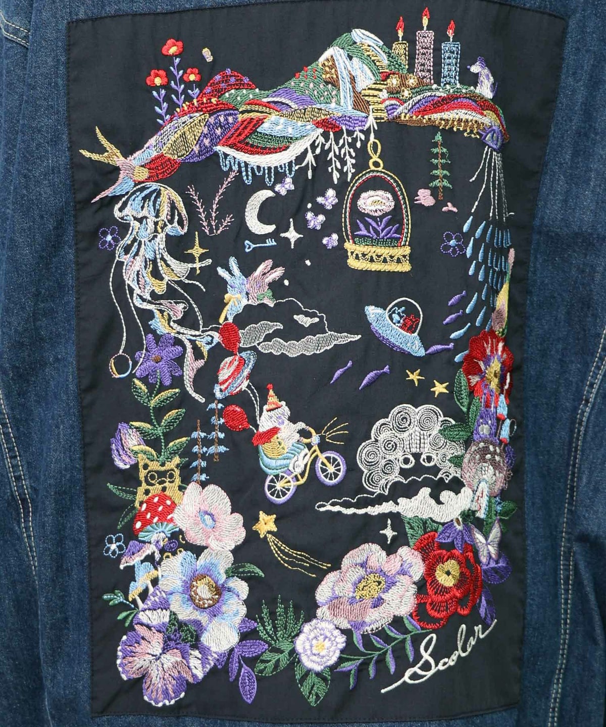 刺繍デニムアップリケ プレミアムブルゾン-16