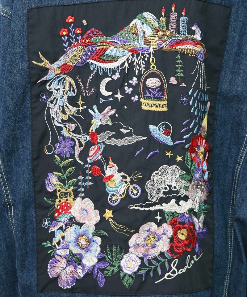 刺繍デニムアップリケ プレミアムブルゾン-16