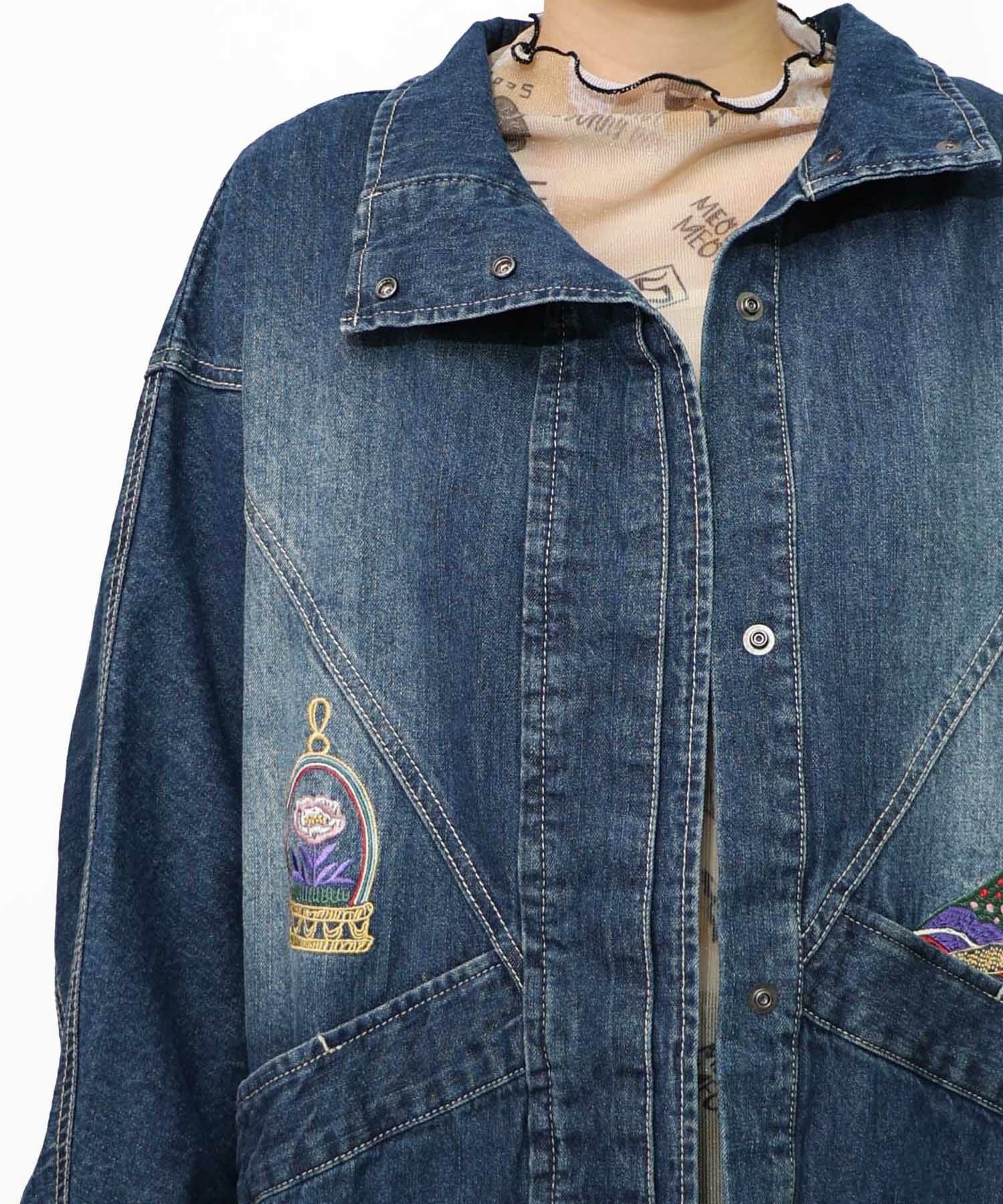 153601：刺繍デニムアップリケ プレミアムブルゾンの通販-ScoLar