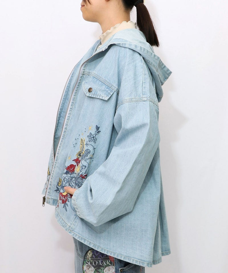星座モチーフ刺繍 デニムブルゾン-8
