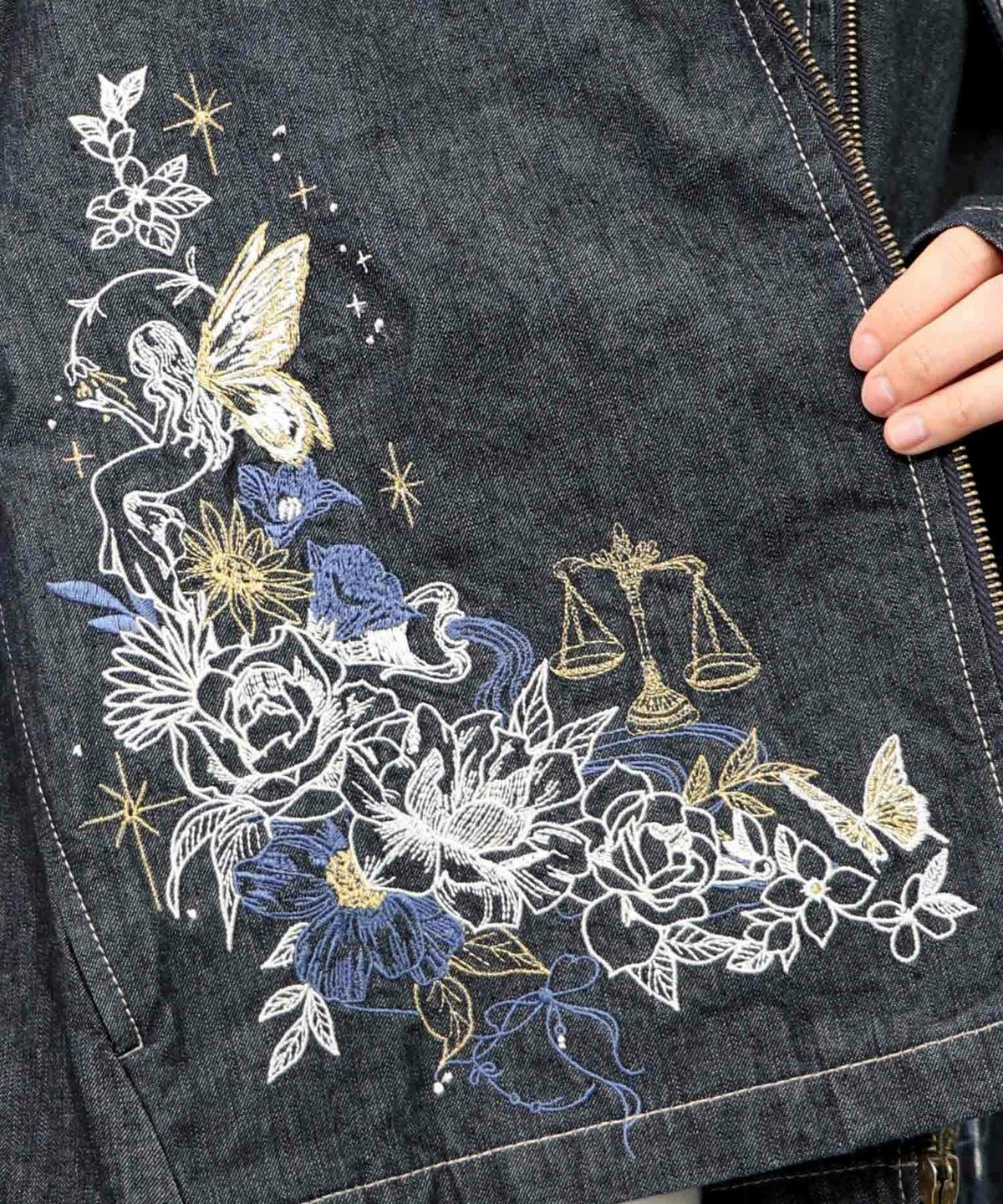 星座モチーフ刺繍 デニムブルゾン-14