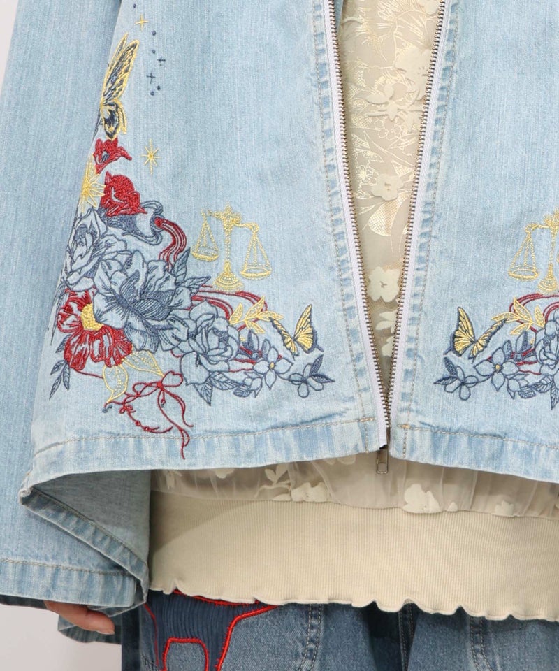 星座モチーフ刺繍 デニムブルゾン-17