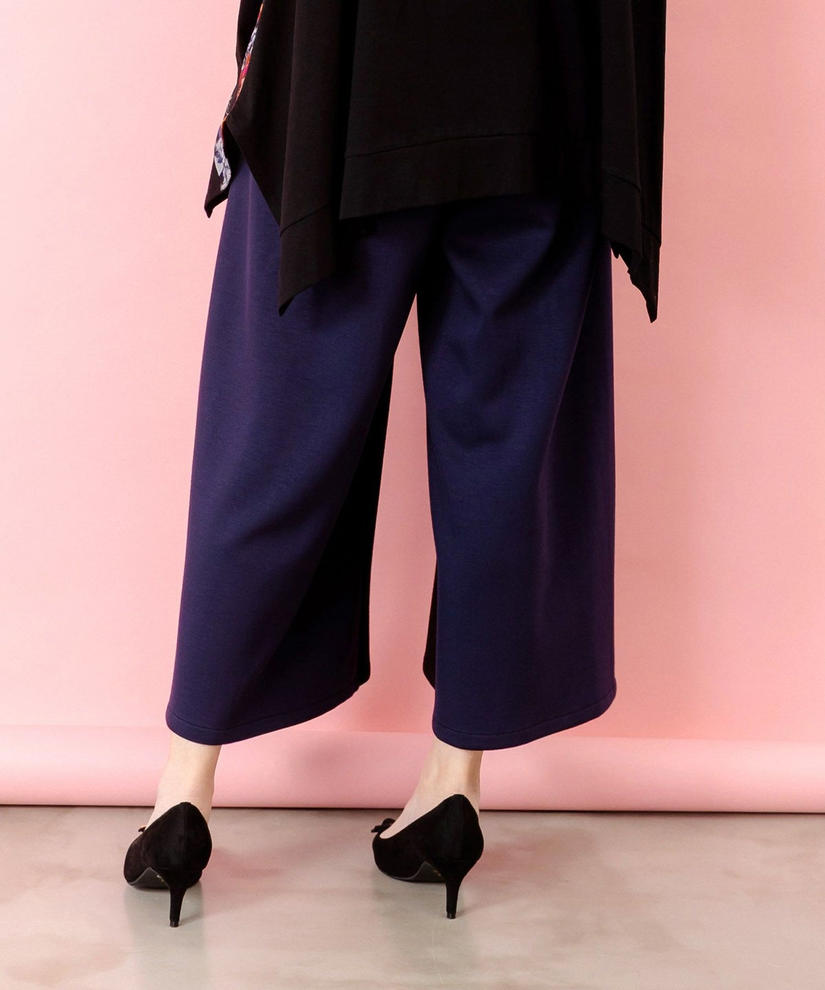 蝶刺繍バイカラー 異素材切替パンツ-5