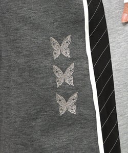 蝶刺繍バイカラー 異素材切替パンツ-11