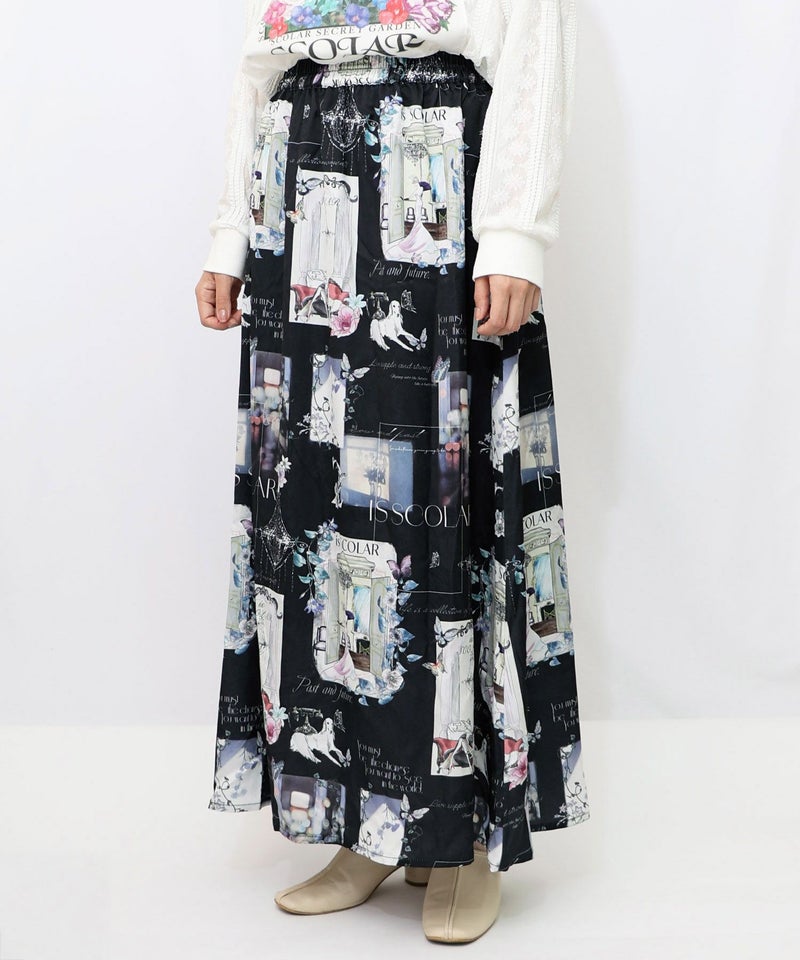 現在と過去 イメージプリントスカート-7