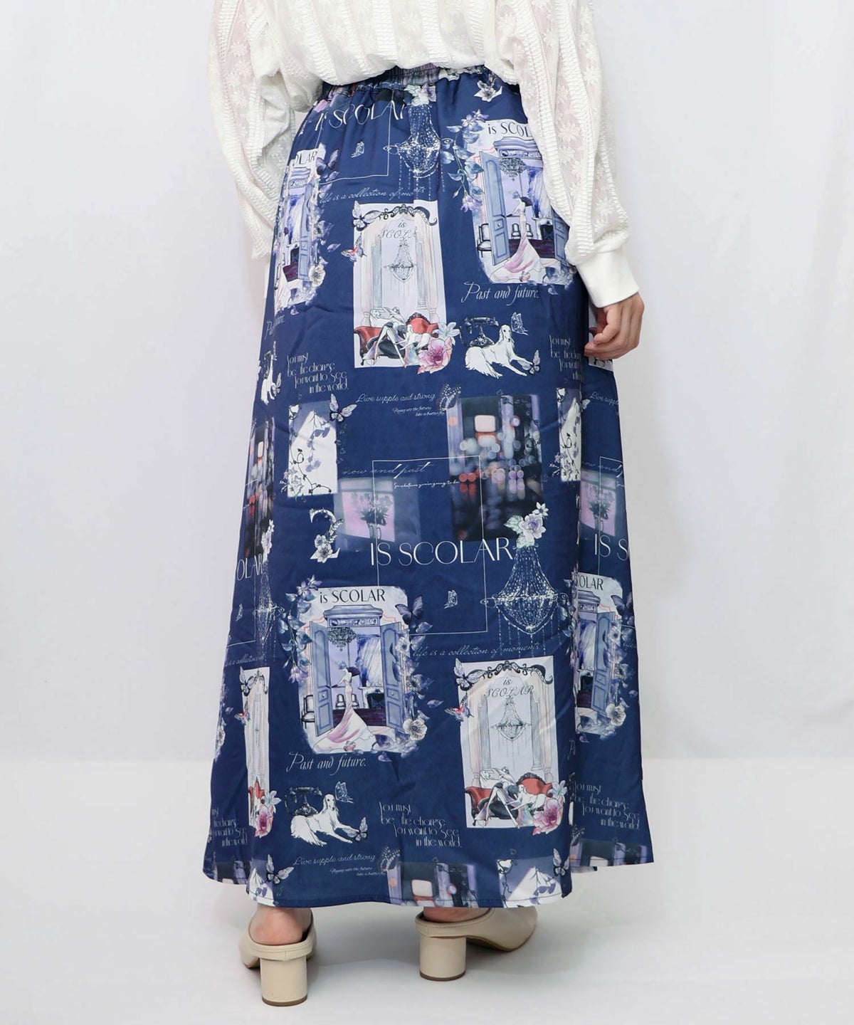 現在と過去 イメージプリントスカート-12