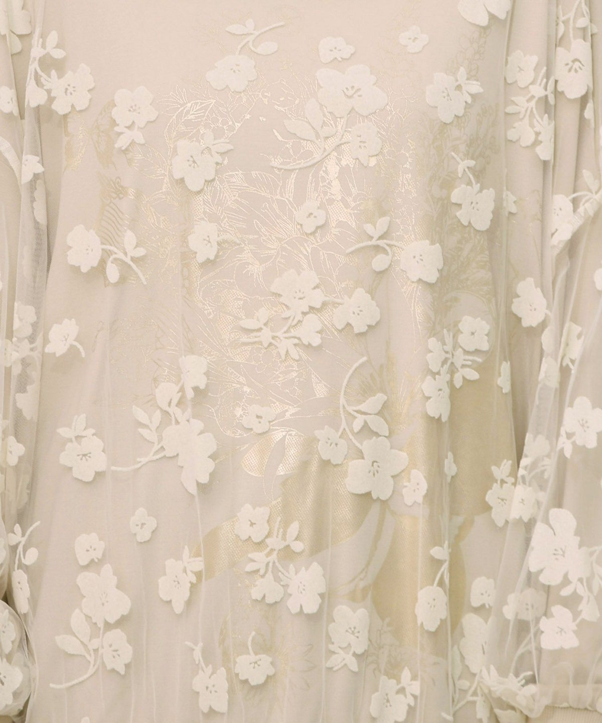 花束柄箔プリントチュール重ねプルオーバー-14