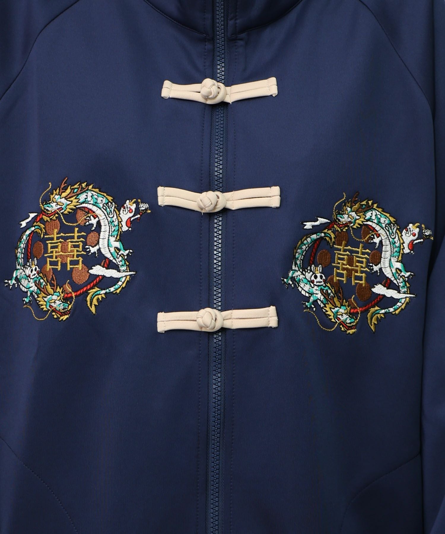 353109：ウサギと龍刺繍 カンフーボタンジャージの通販-ScoLar