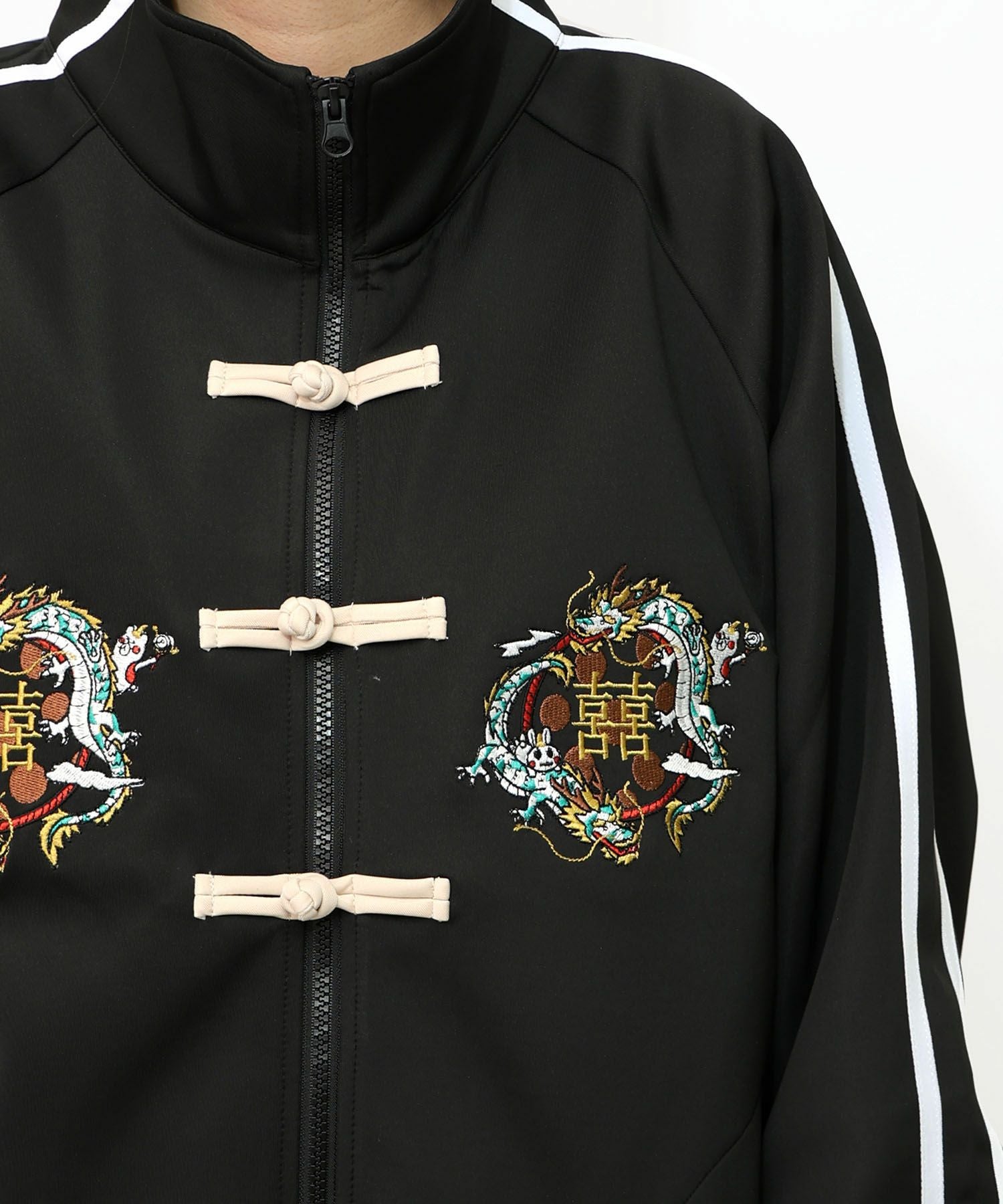 353109：ウサギと龍刺繍 カンフーボタンジャージの通販-ScoLar