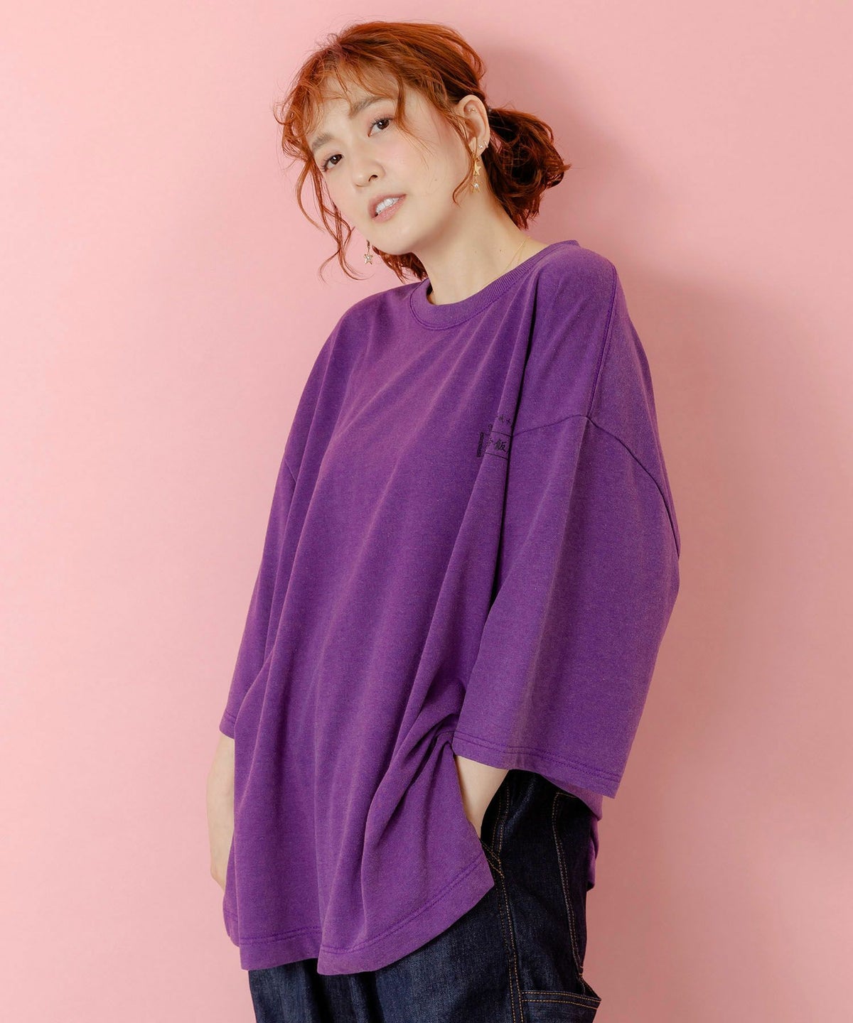 覇璃帝飯店ケミカル加工8分袖Tシャツ-4