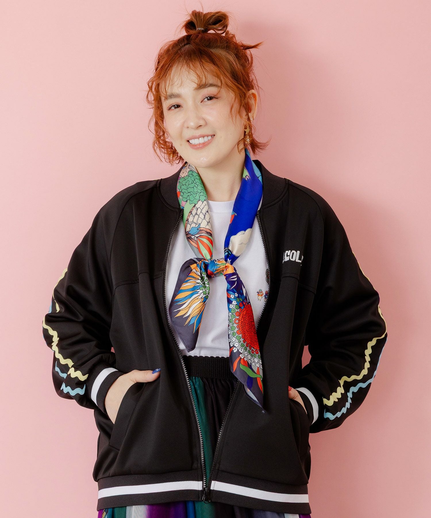 153621：花とスカラー刺繍 ジャージブルゾンの通販-ScoLar