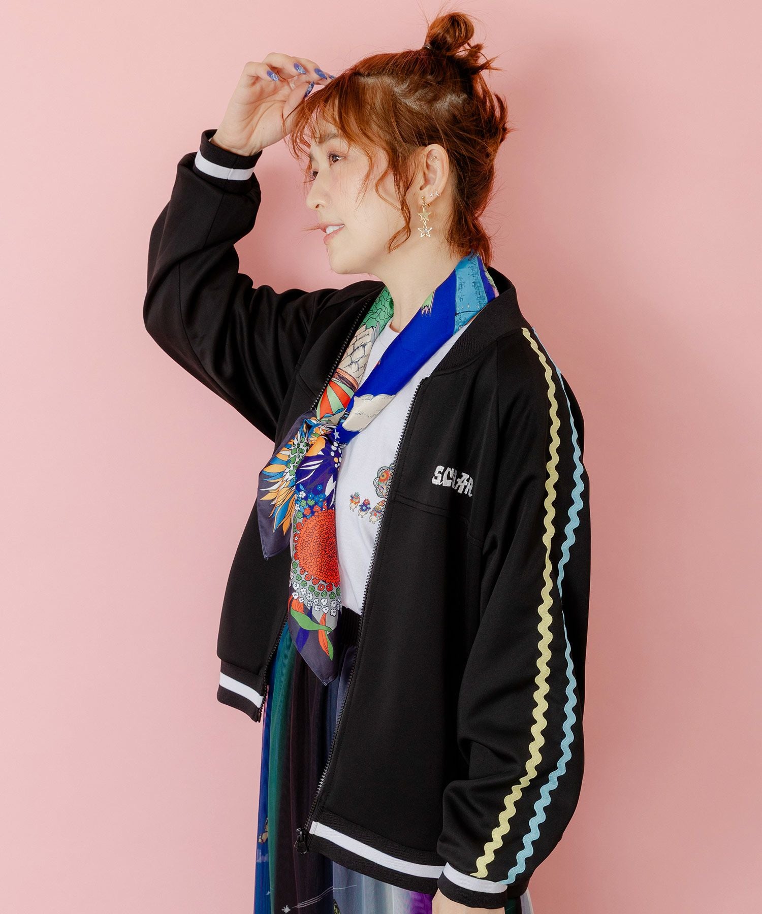 153621：花とスカラー刺繍 ジャージブルゾンの通販-ScoLar