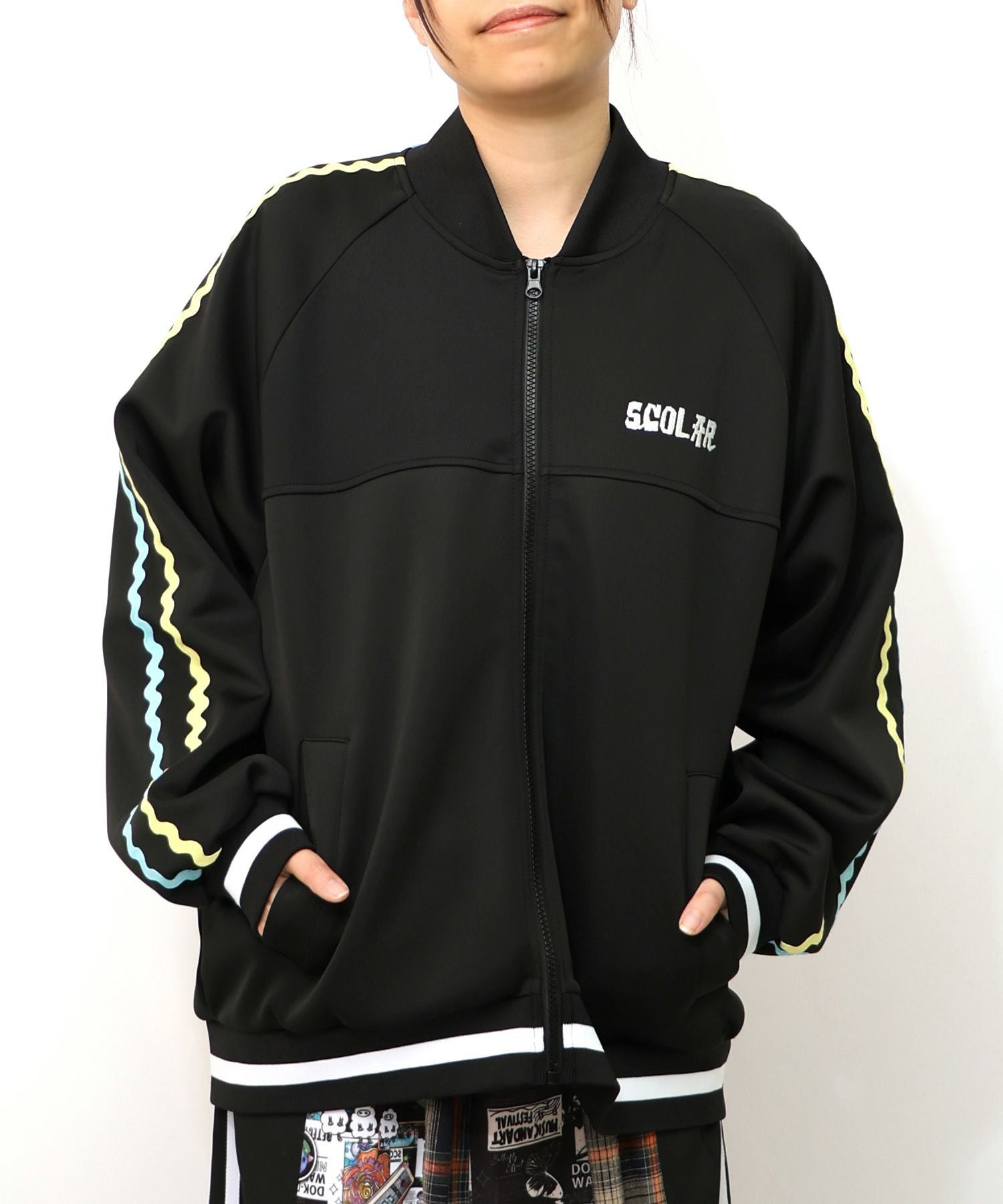 153621：花とスカラー刺繍 ジャージブルゾンの通販-ScoLar