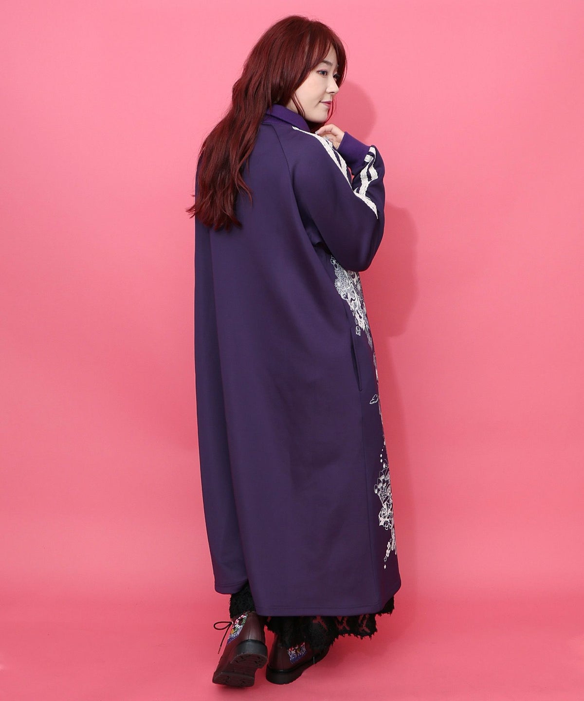 風景柄ハーフジップジャージワンピース-5