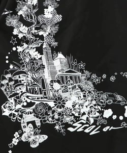 風景柄ハーフジップジャージワンピース-12