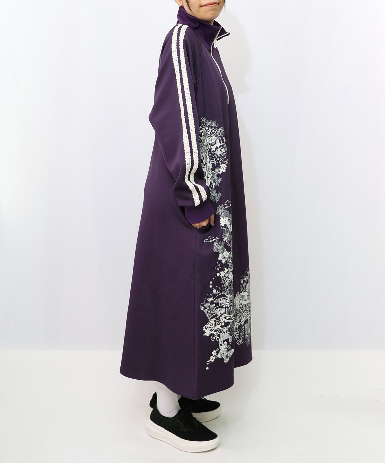 153620：風景柄ハーフジップジャージワンピースの通販-ScoLar