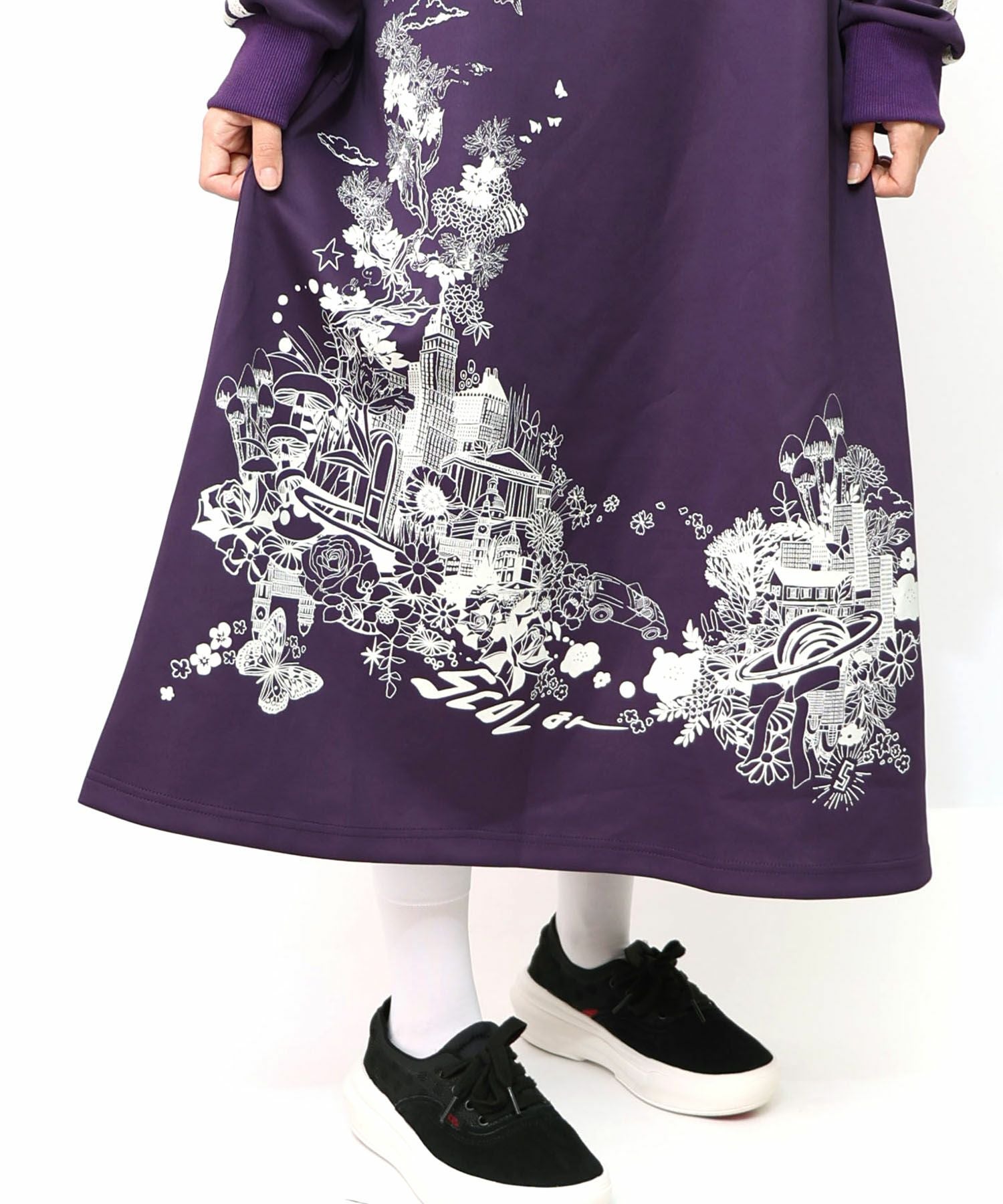 153620：風景柄ハーフジップジャージワンピースの通販-ScoLar