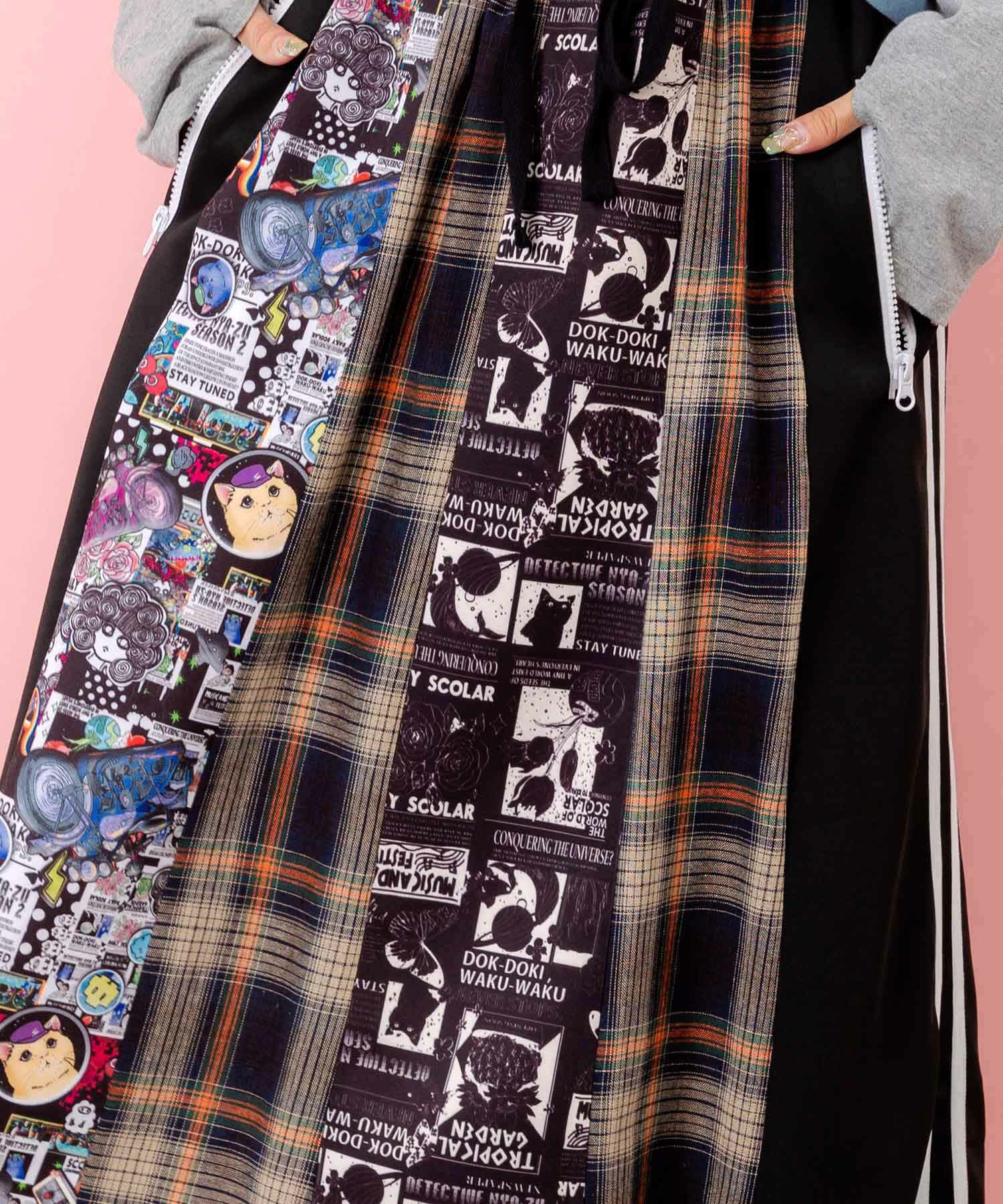 153619：異素材切替パッチワークスカートの通販-ScoLar