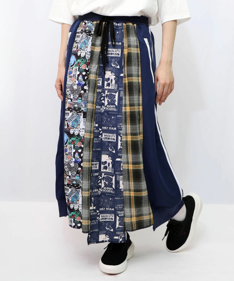 異素材切替パッチワークスカート-13