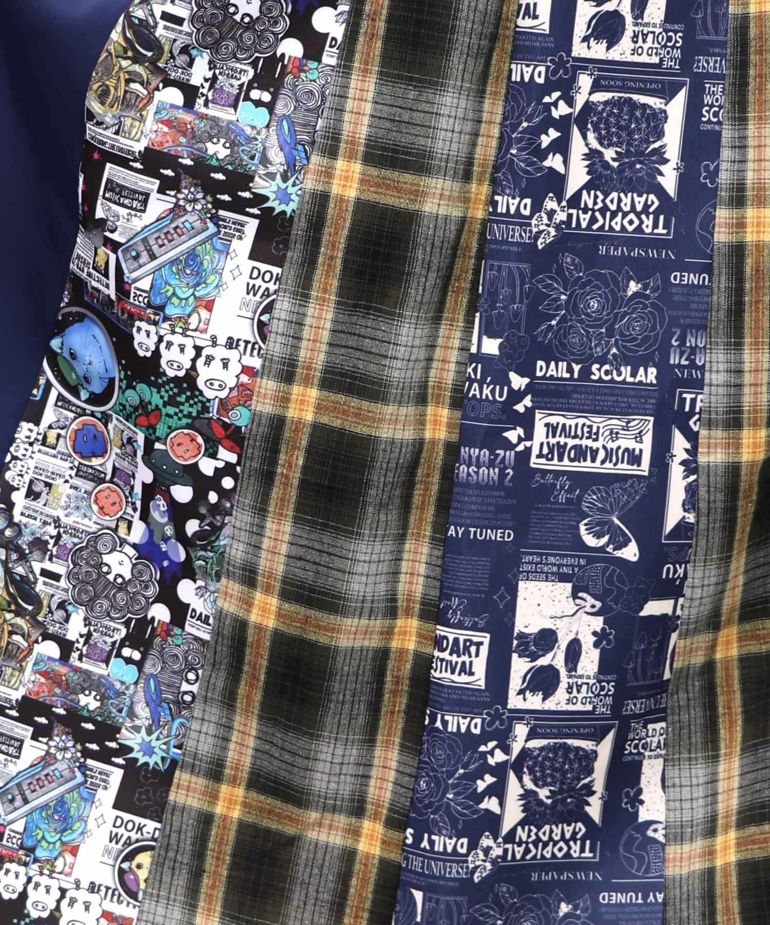 153619：異素材切替パッチワークスカートの通販-ScoLar