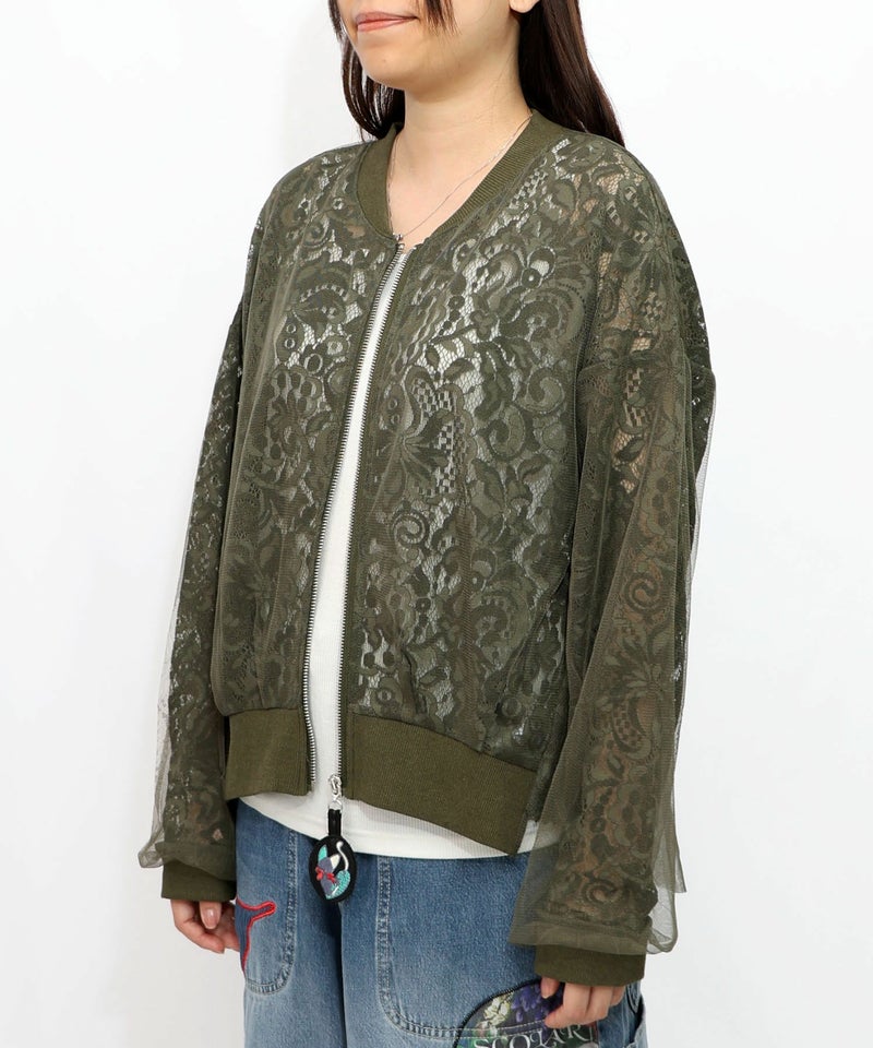 ネコチャームチュール重ねレースブルゾン-13