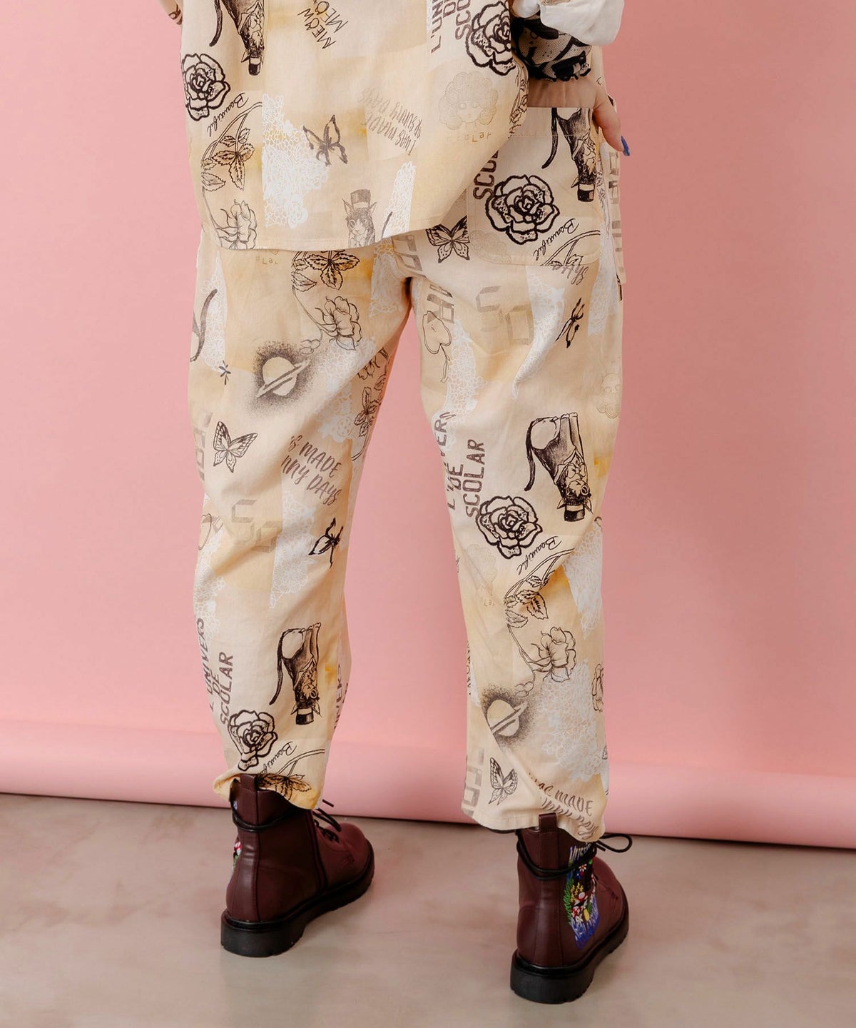 バイオ加工レースプリントパンツ-5