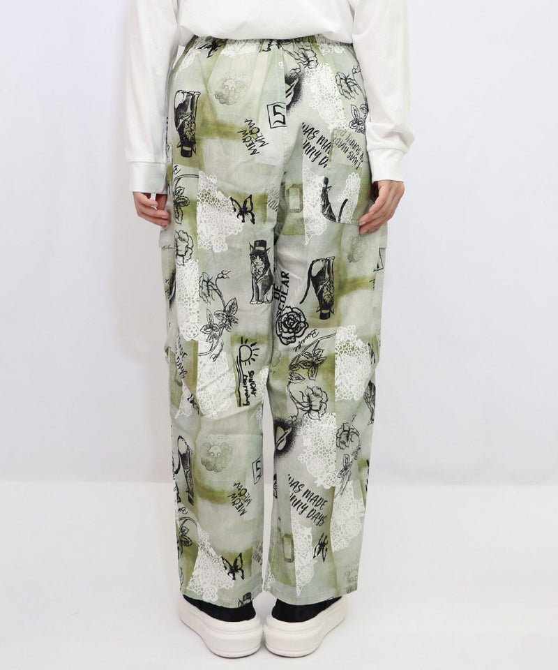 バイオ加工レースプリントパンツ-10