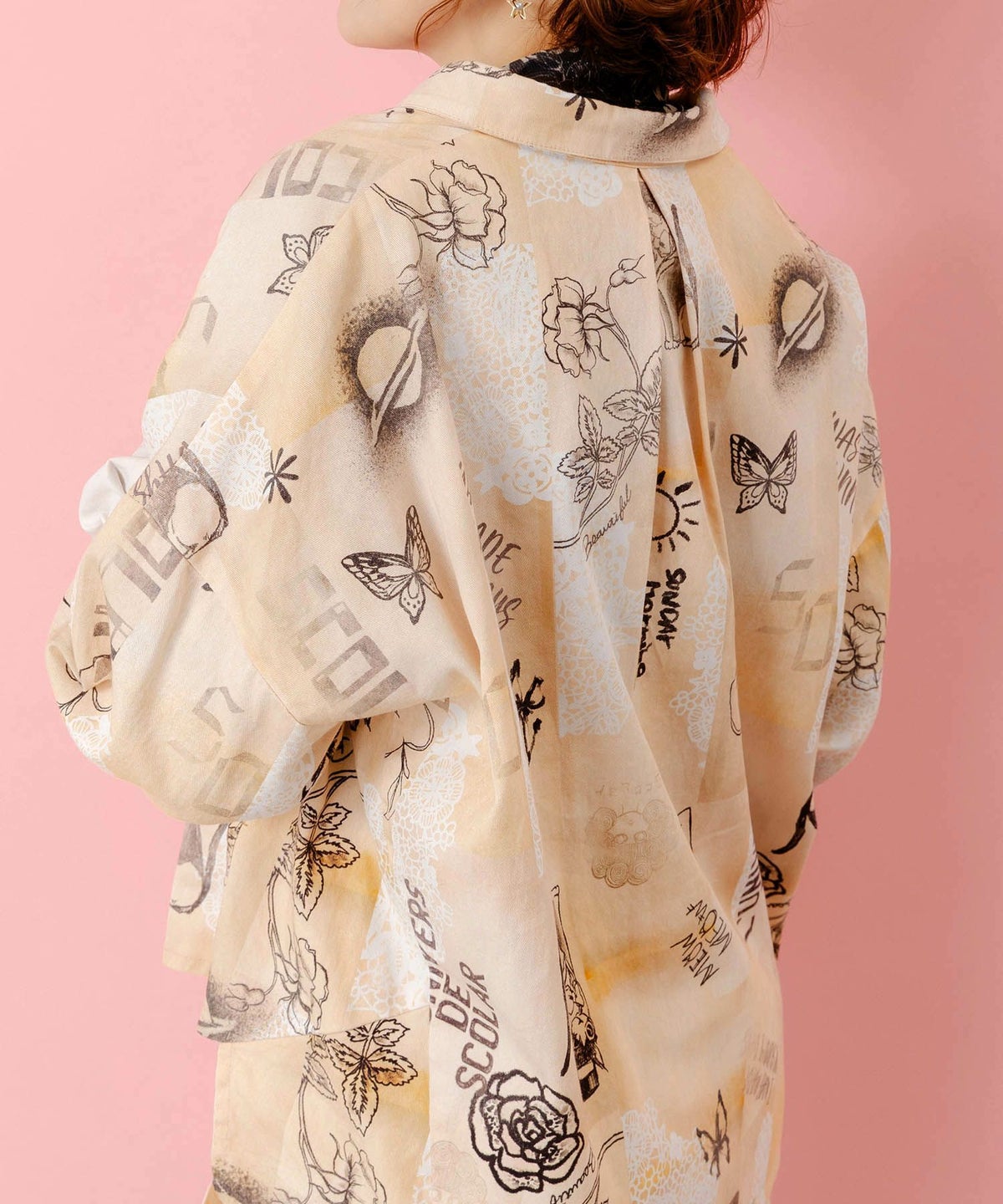 バイオ加工レースプリントシャツ-6