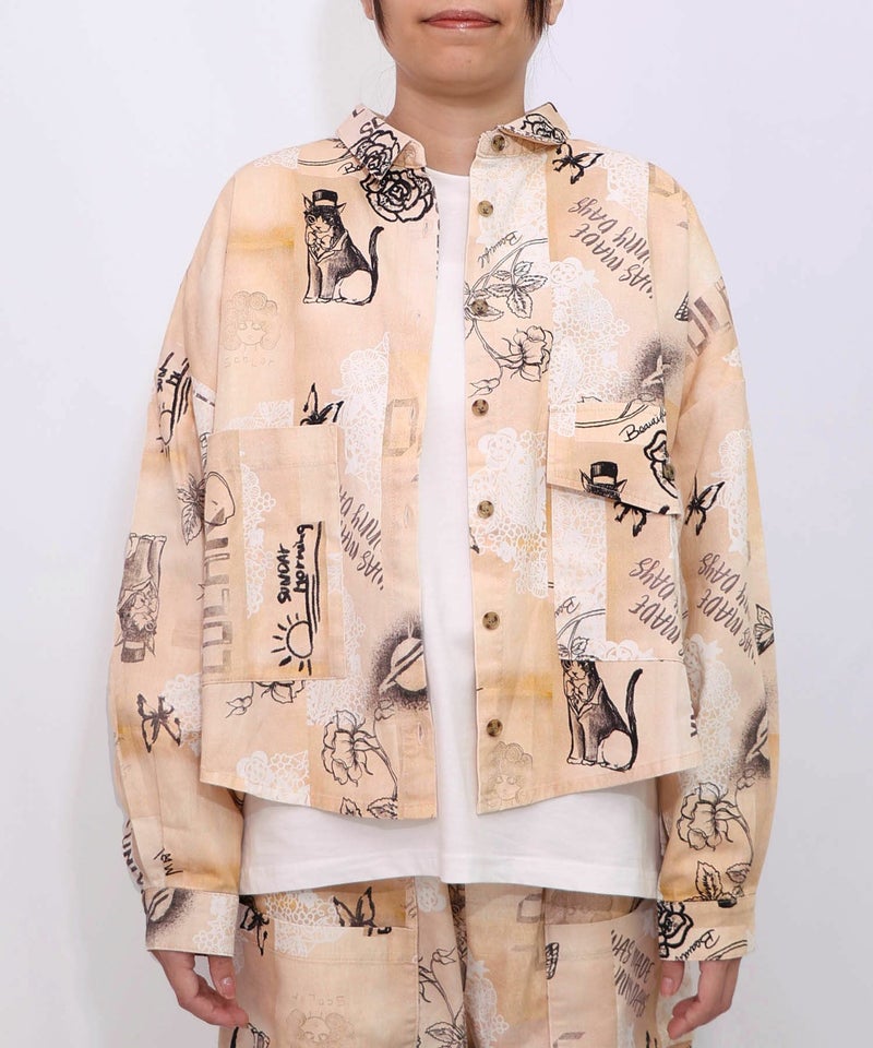 バイオ加工レースプリントシャツ-12