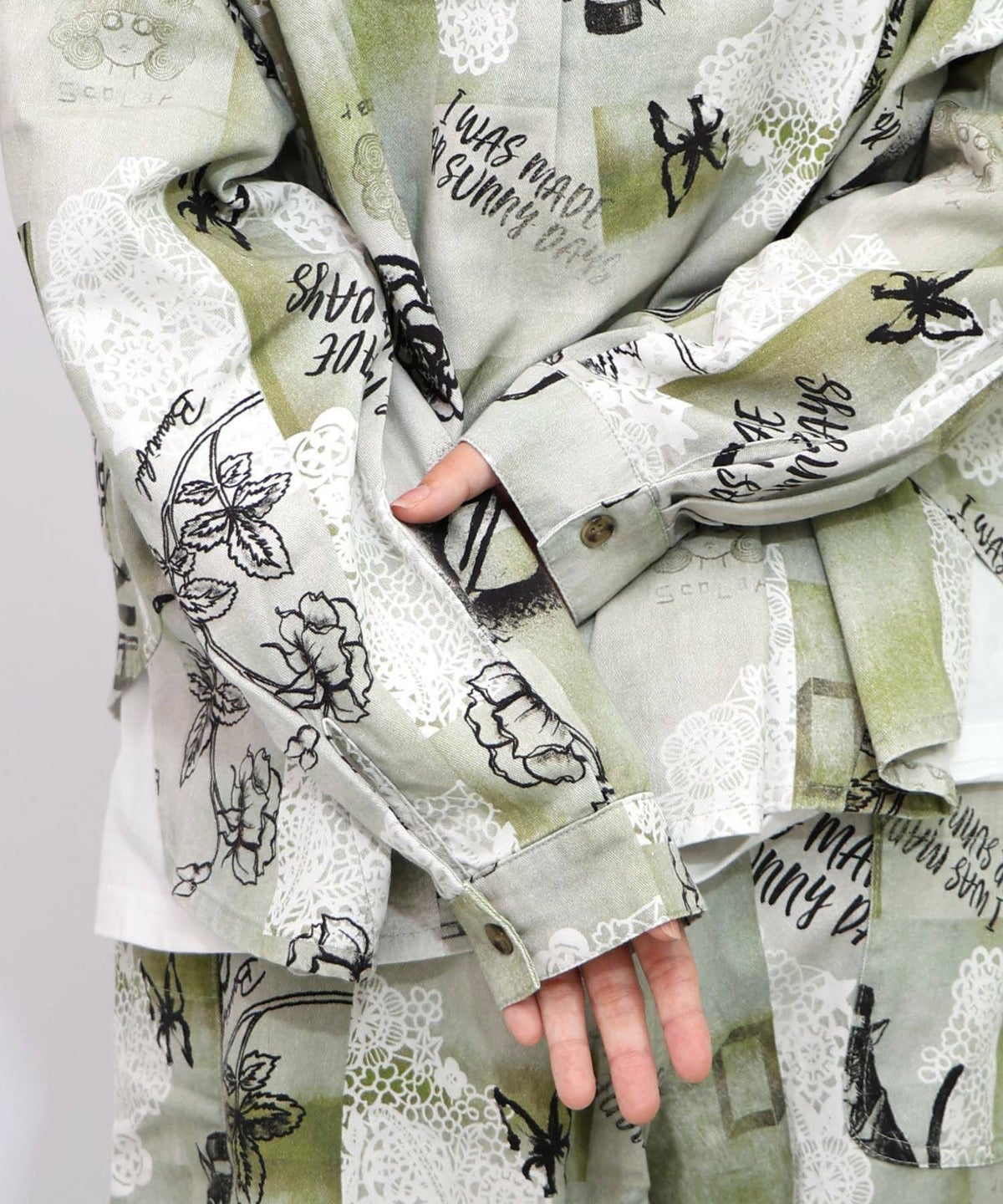 バイオ加工レースプリントシャツ-19