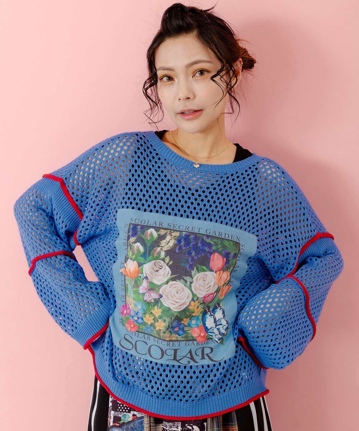 153611：花アップリケ2WAYメッシュプルオーバーの通販-ScoLar