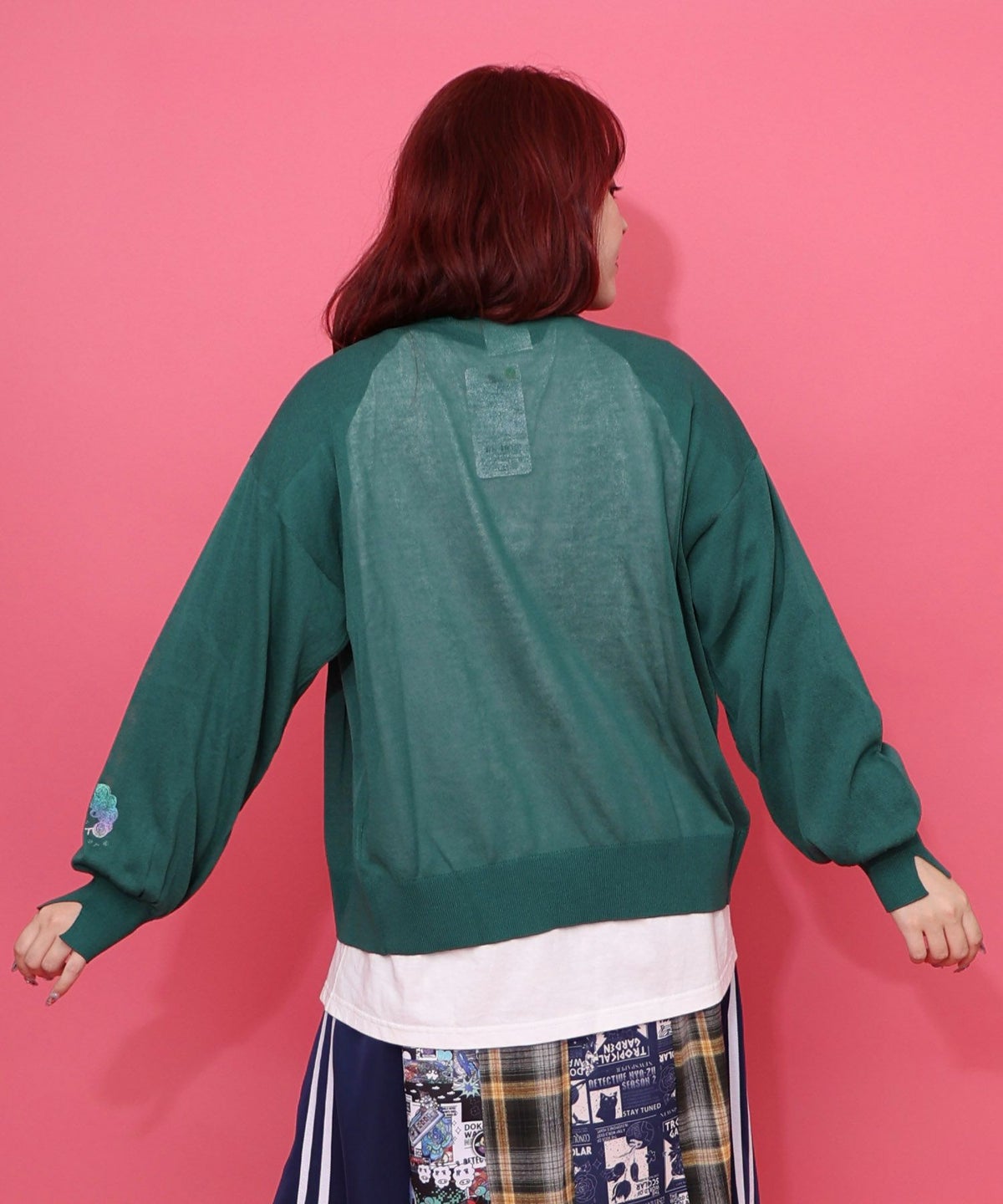 スカラー箔プリント 接触冷感ニットカーディガン-5