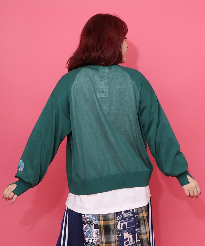 スカラー箔プリント 接触冷感ニットカーディガン-5