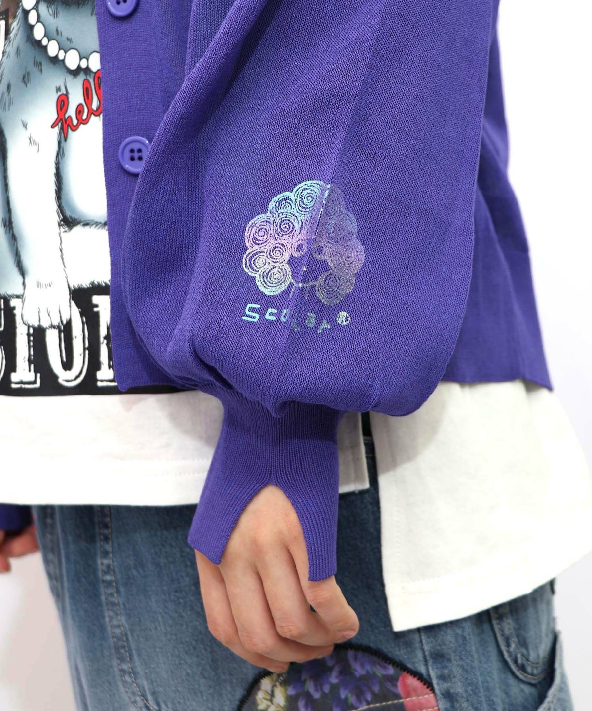 スカラー箔プリント 接触冷感ニットカーディガン-27