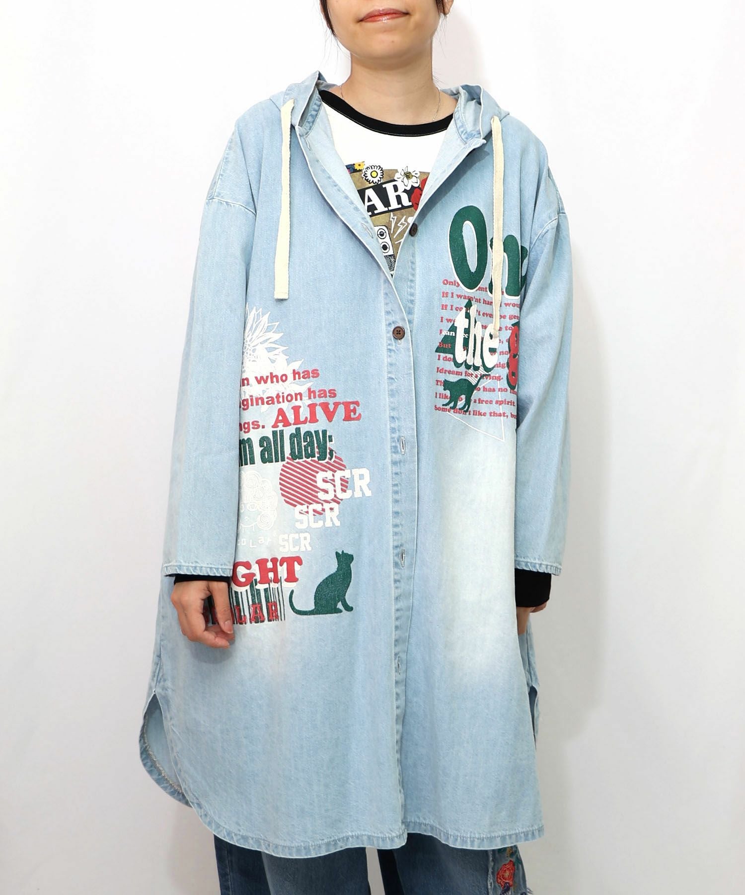 153607：スカラーグラフィック柄デニムコートの通販-ScoLar