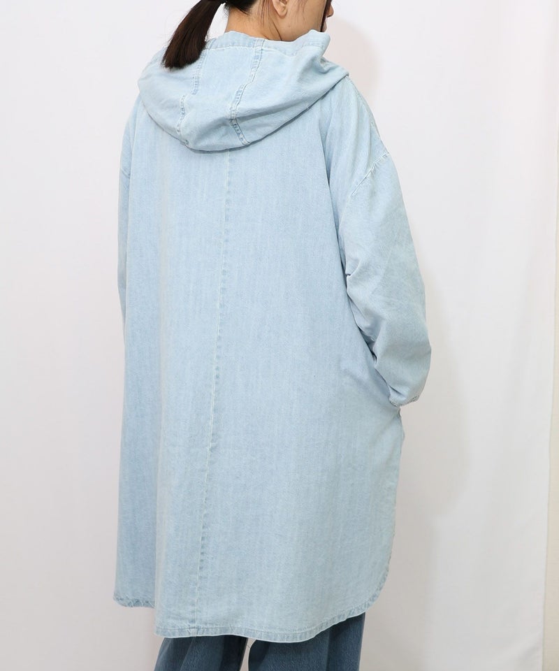 スカラーグラフィック柄デニムコート-11