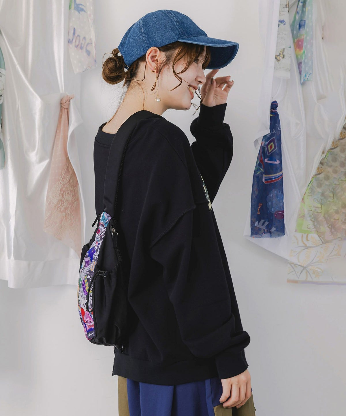 POP柄切替シワ加工 Wボトルポケットバッグ-2