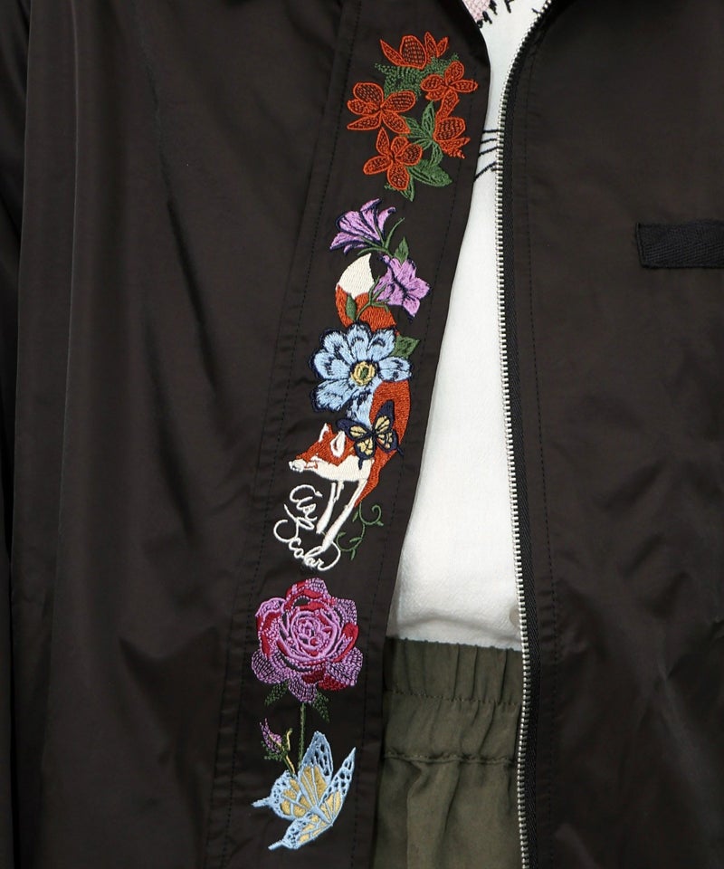キツネと花刺繍 チュール重ねブルゾン-11